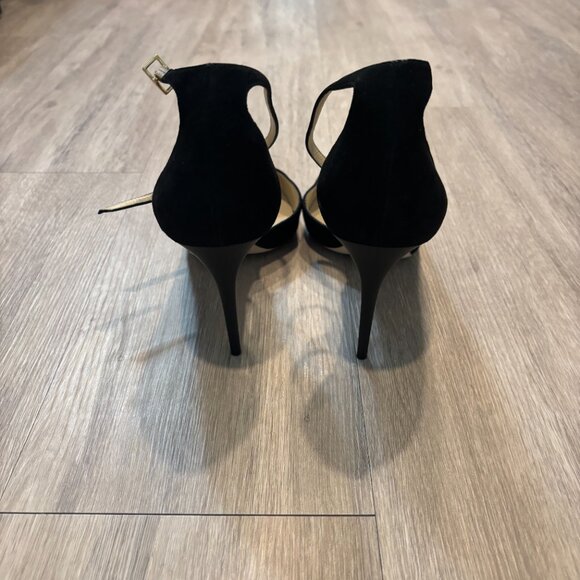 Jimmy Choo Ankle Strap Suede Heels (Black) - Picture 2 of 6